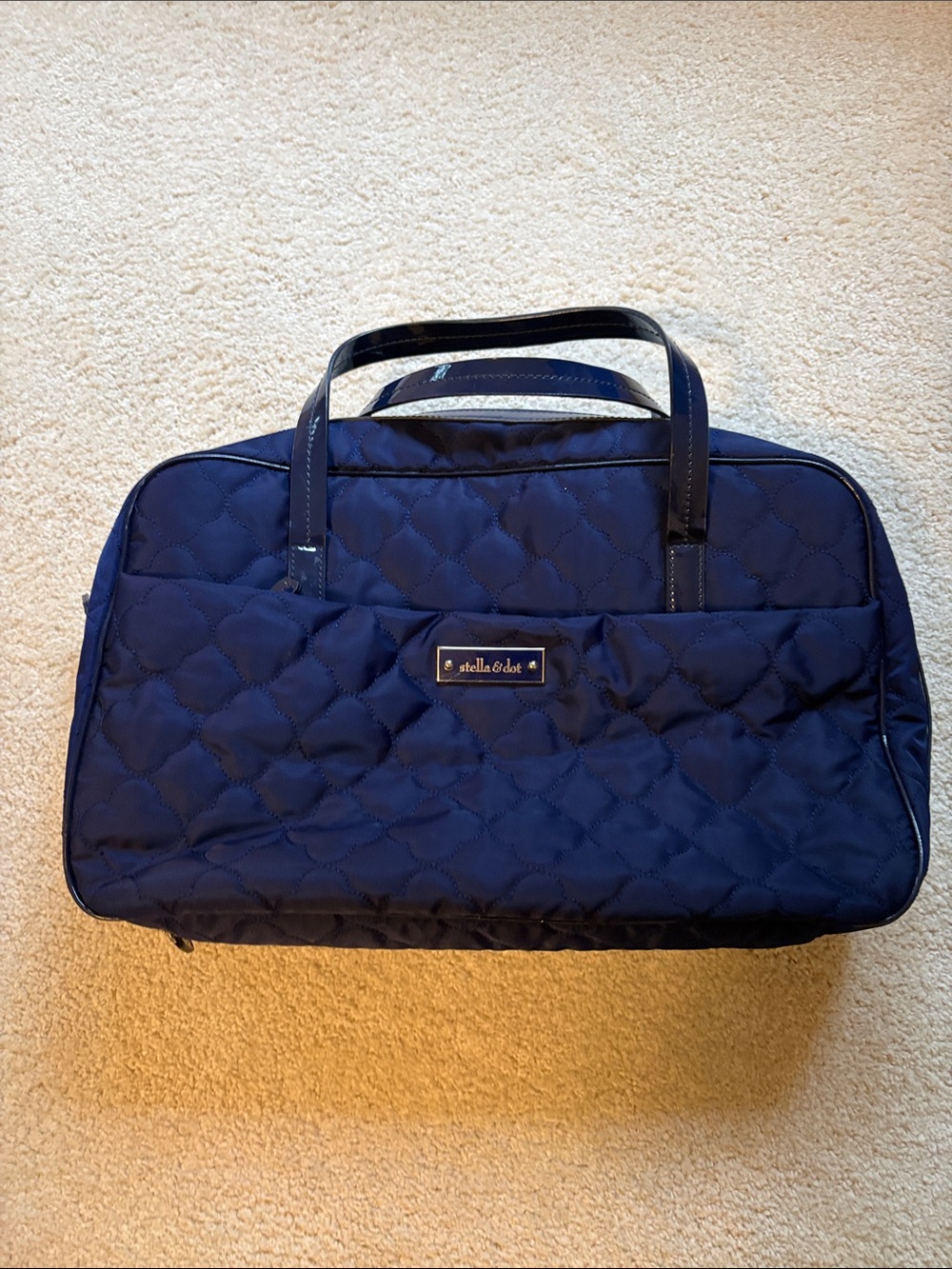 Stella & Dot Navy Quilted Weekend Bag